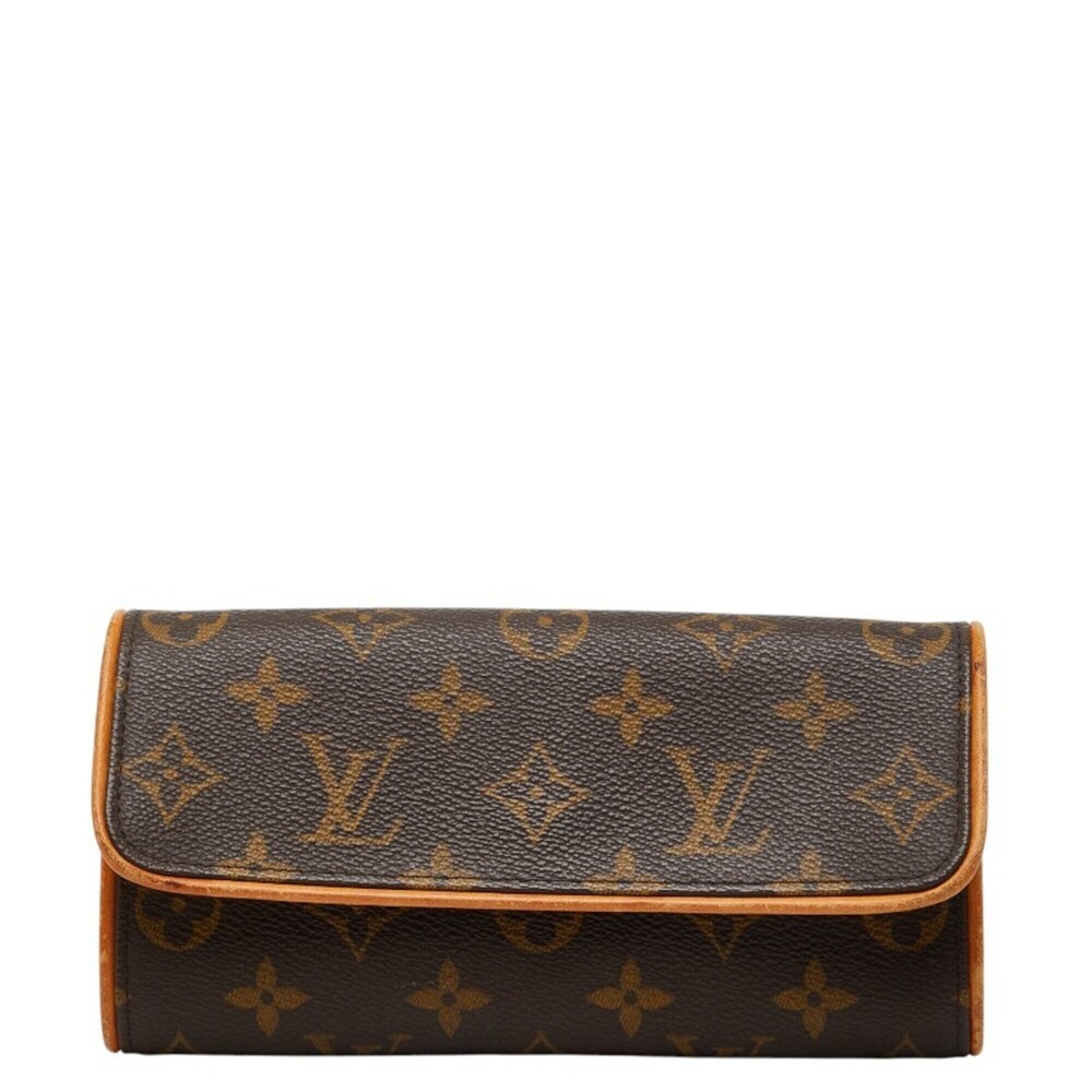 LOUIS VUITTON Authentic Brown Monogram Leather Pochette Pouch
